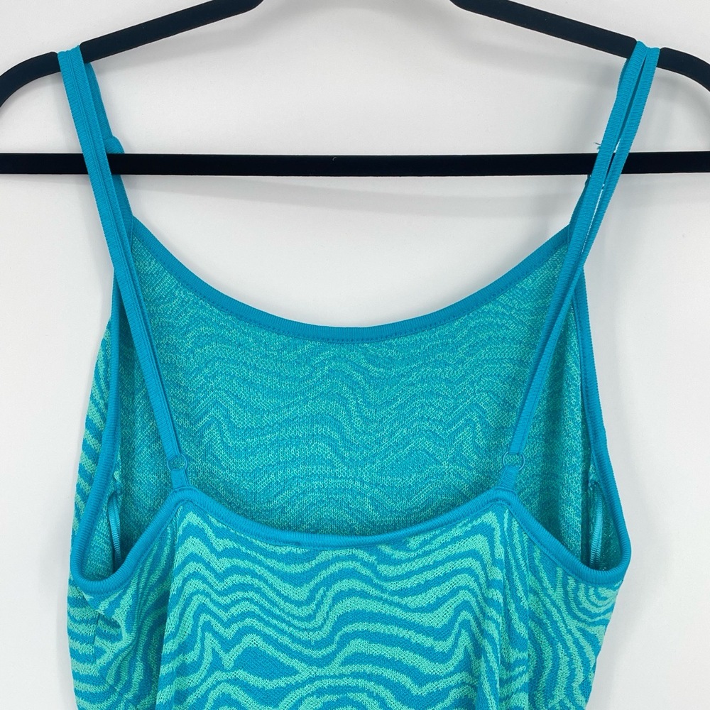 Zara Womens Blue Green Spaghetti Strap Body Con Viscose Summer Resort Dress M - Picture 8 of 11